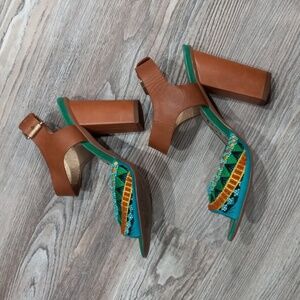Sam Edelman Brown and Teal Heels